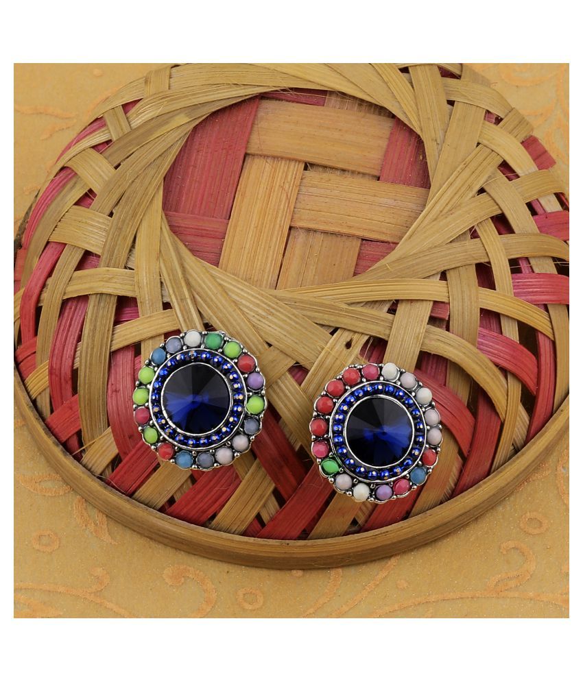     			SILVER SHINE Antique Party Wear Multi Colour Stud Diamond Earring For Women Girl