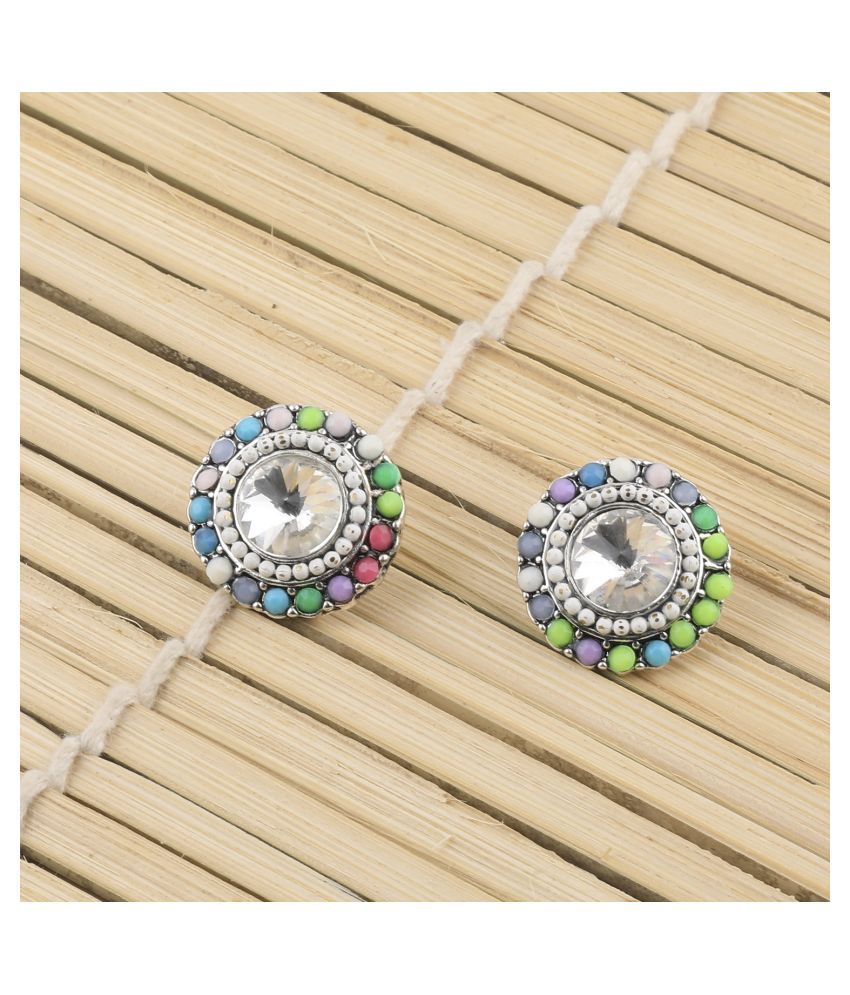     			SILVER SHINE Charm Stylish Party Wear Multi Colour Stud Diamond Earring For Women Girl