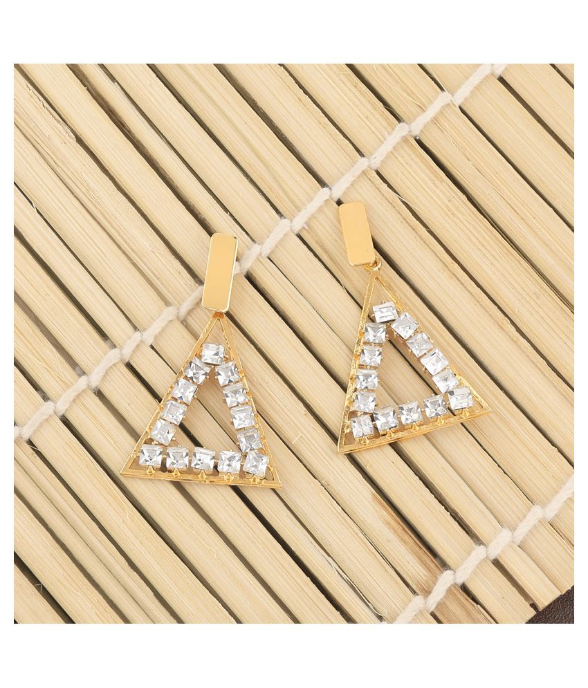     			SILVER SHINE Gold Plated Charm Diamond Dangle  Earring For Women Girl