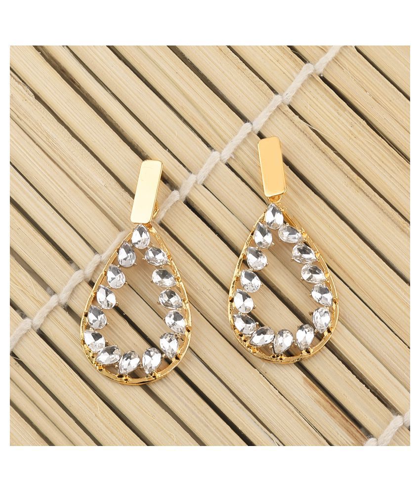     			SILVER SHINE Gold Plated Fashion Diamond Dangle  Earring For Women Girl