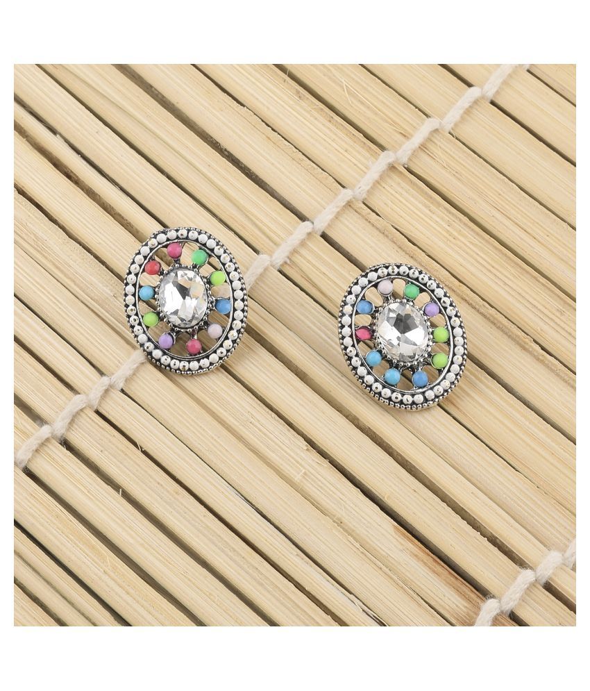     			SILVER SHINE Party Wear Multi Colour Stud  Earring For Women Girl