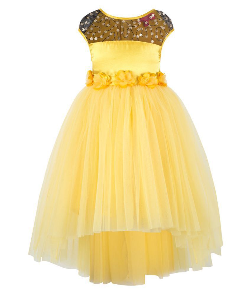 Toy Balloon Kids Sequins embellished yellow Hi-Low Girls Party Wear ...