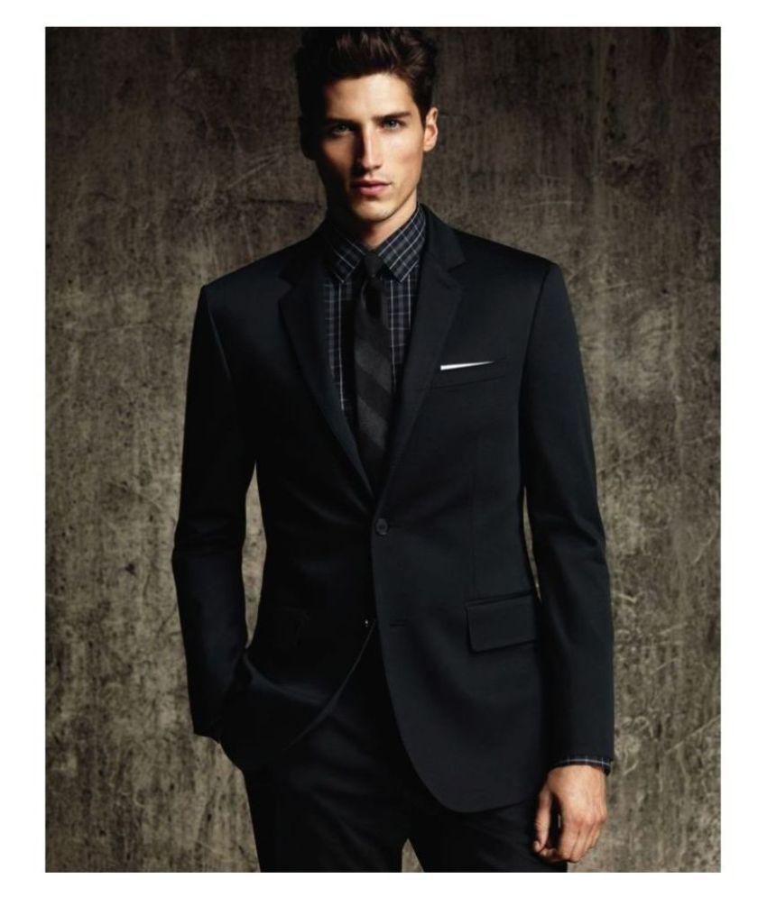 Dmor Black Cotton Blend Suit Lengths - Buy Dmor Black Cotton Blend Suit ...