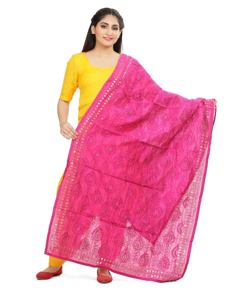     			SAHEJ SUITS Maroon Chanderi Banarasi Dupatta