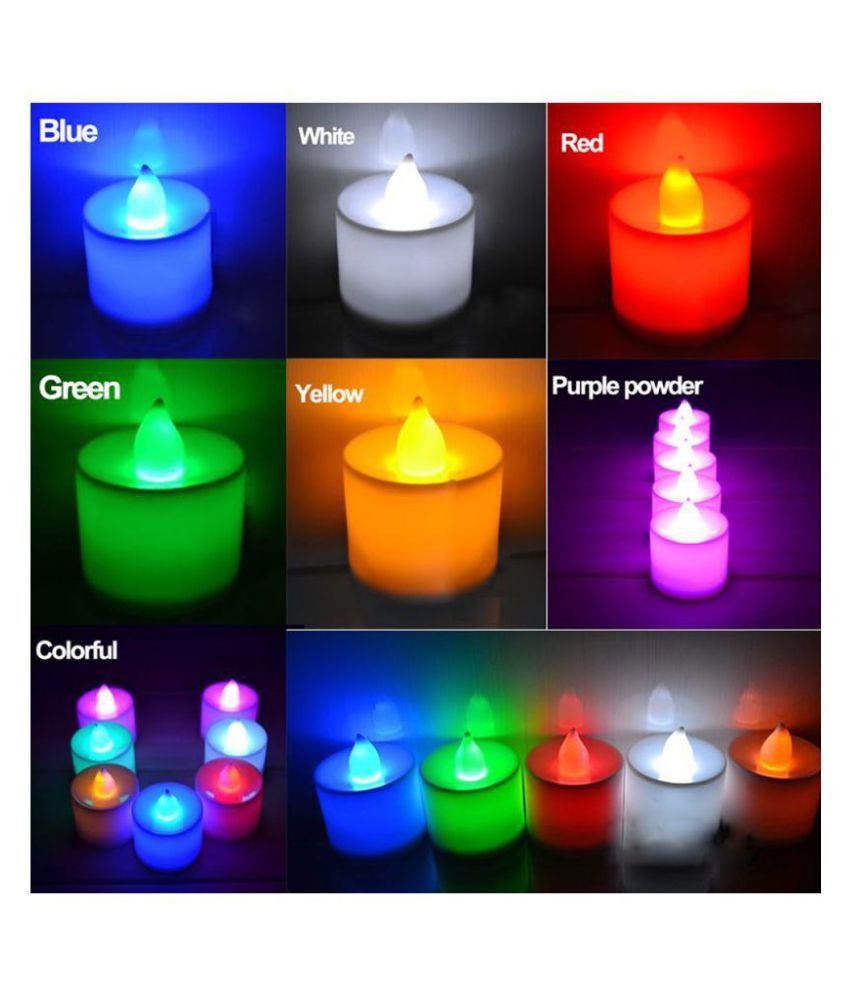 24PCS Colorful LED Smokeless Candles Shaped Small Flashing Night Light
