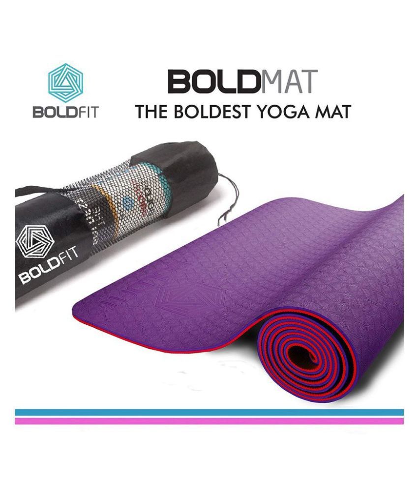 BoldFit ProGrip Luxury TPE Yoga mat with Carrying Bag (6mm) Extra