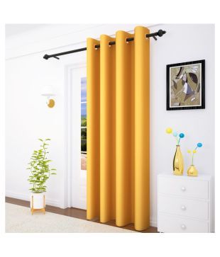 Story Home Single Door Eyelet Silk Curtains Yellow Buy Story