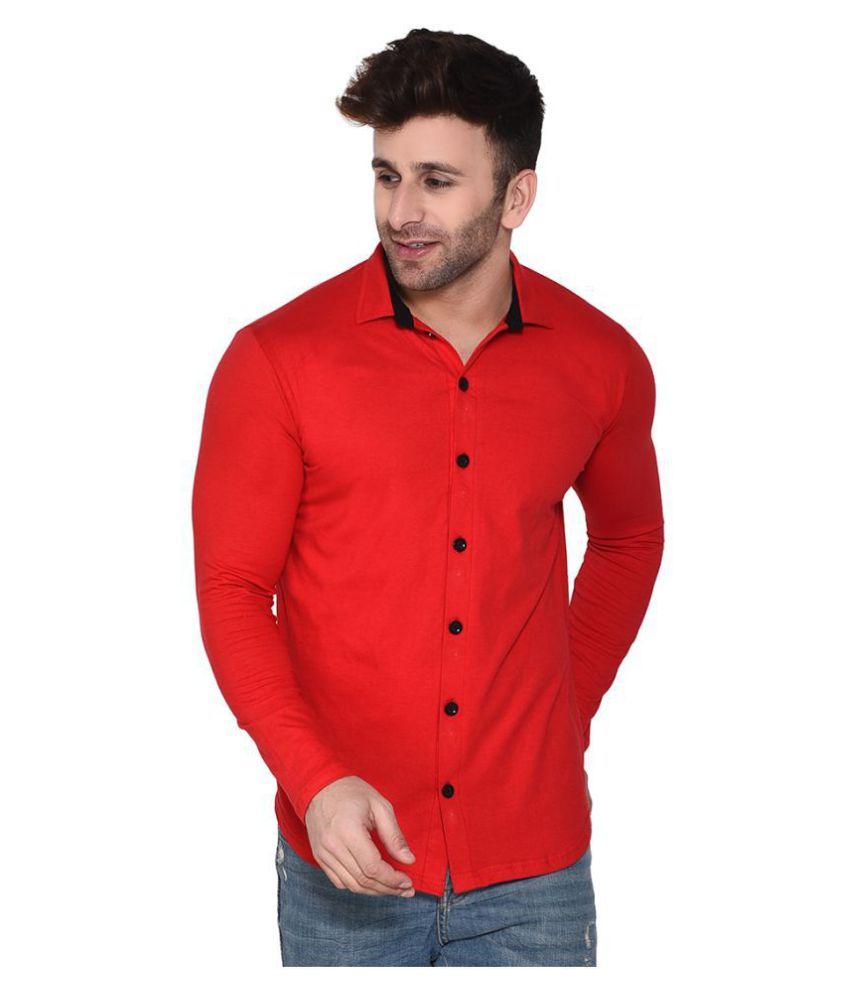     			Tfurnish Cotton Blend Red Shirt