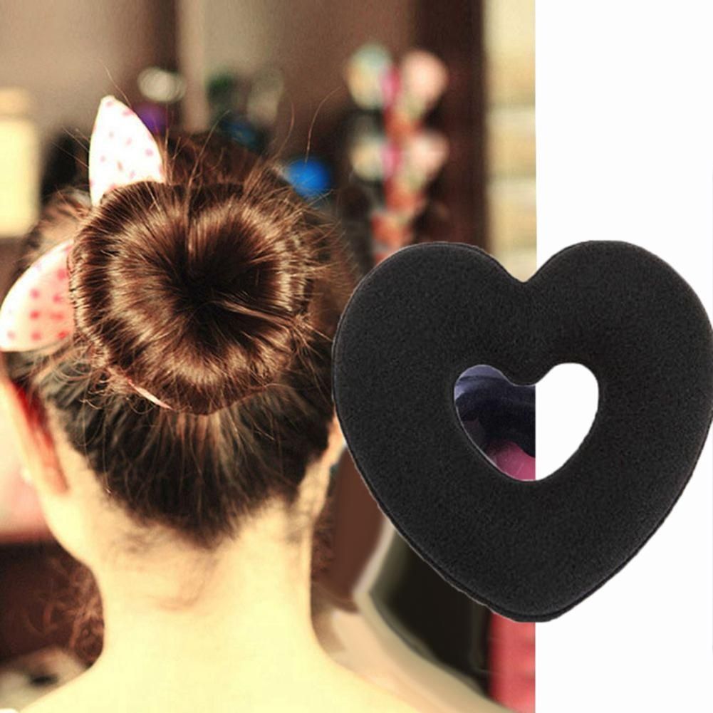 Women Heart Donut Shaped Bun Wraps Hair Clip Set Hair Updo Maker