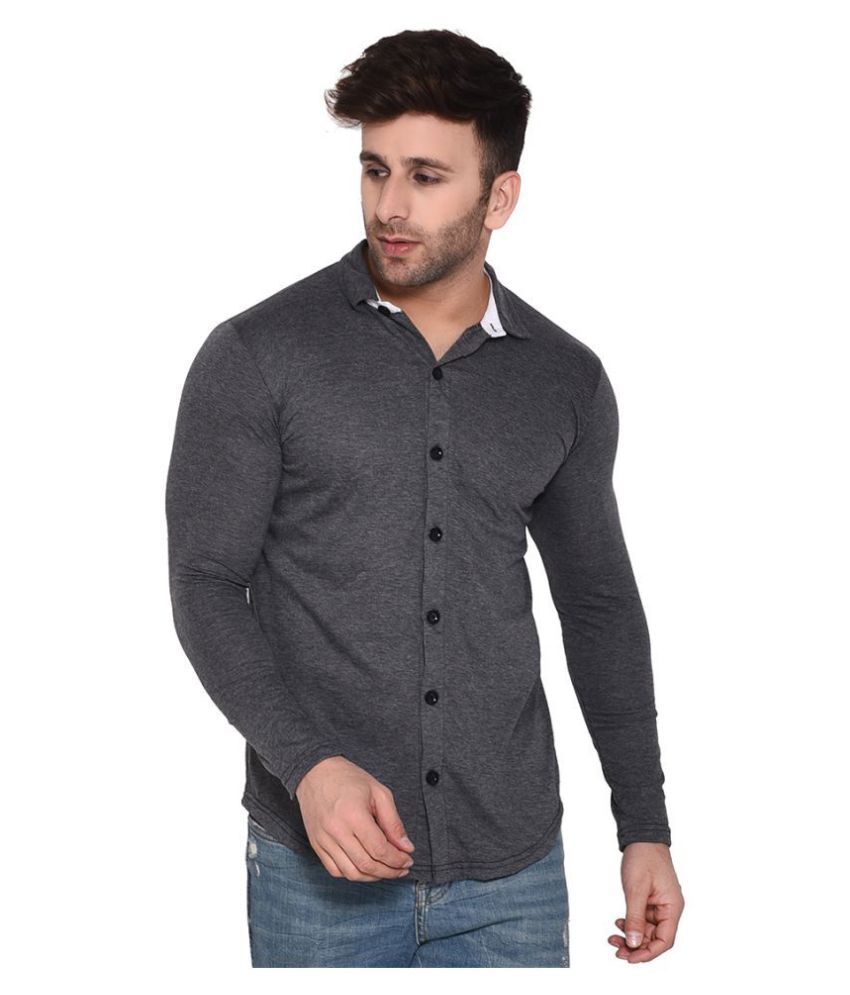     			Tfurnish Cotton Blend Grey Shirt