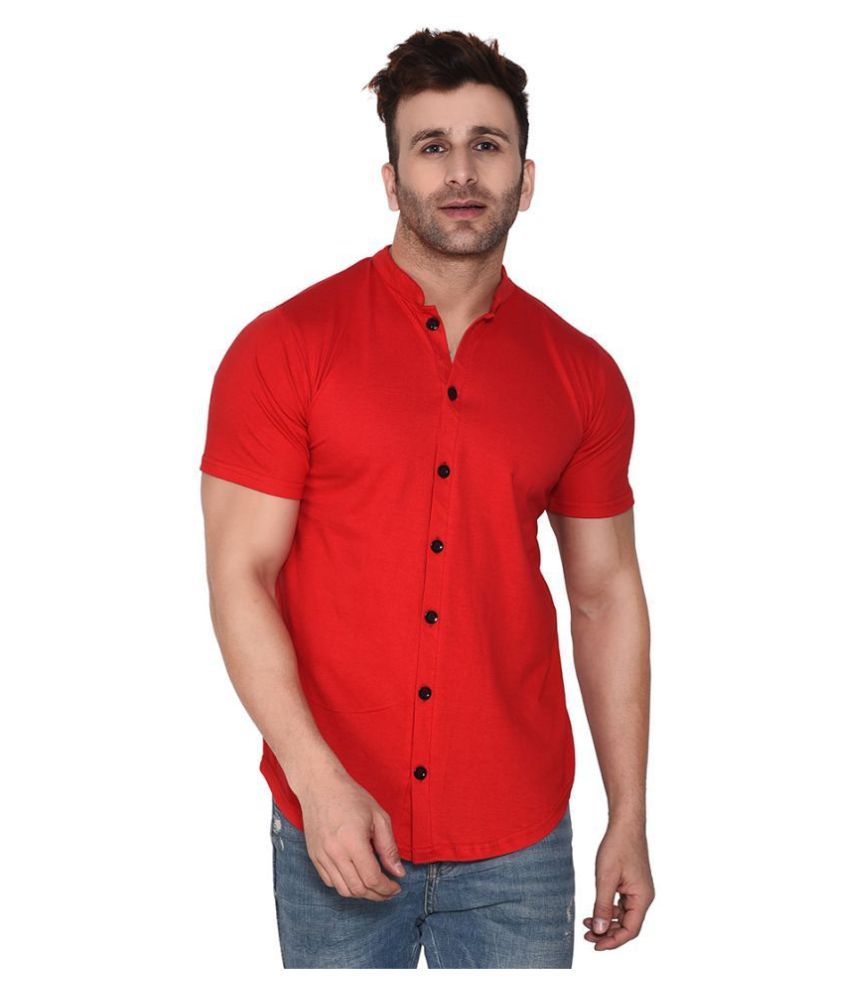     			Tfurnish Cotton Blend Red Shirt