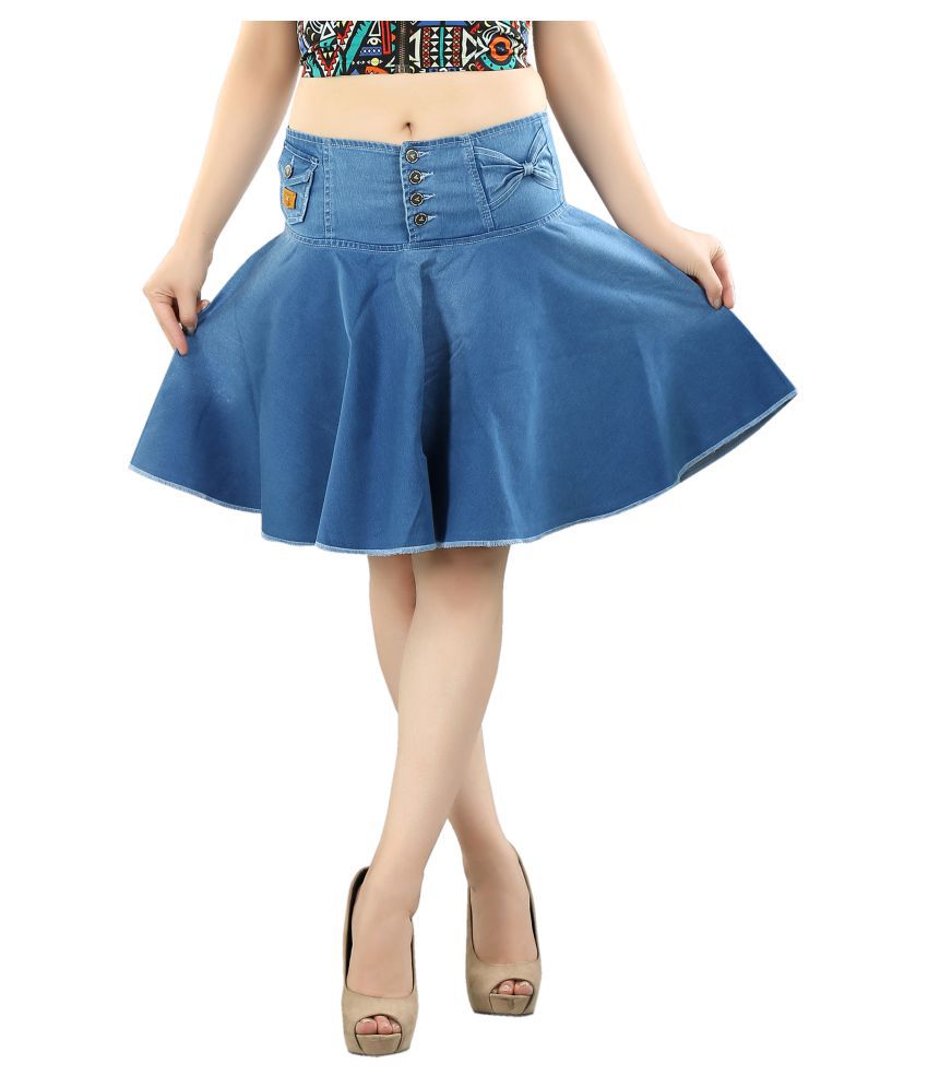 FCK-3 Denim Pleated Skirt - Blue