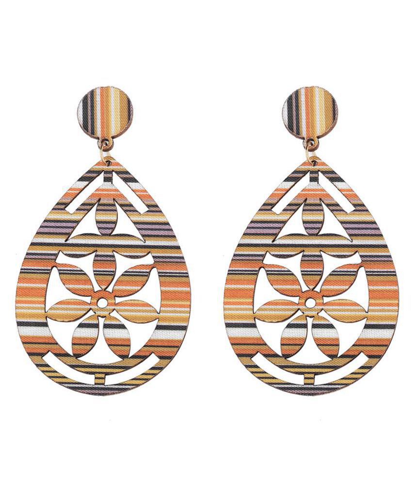     			SILVER SHINE Elegant Designer Light Weight Dangle Wooden Earrings for Girls and Women.