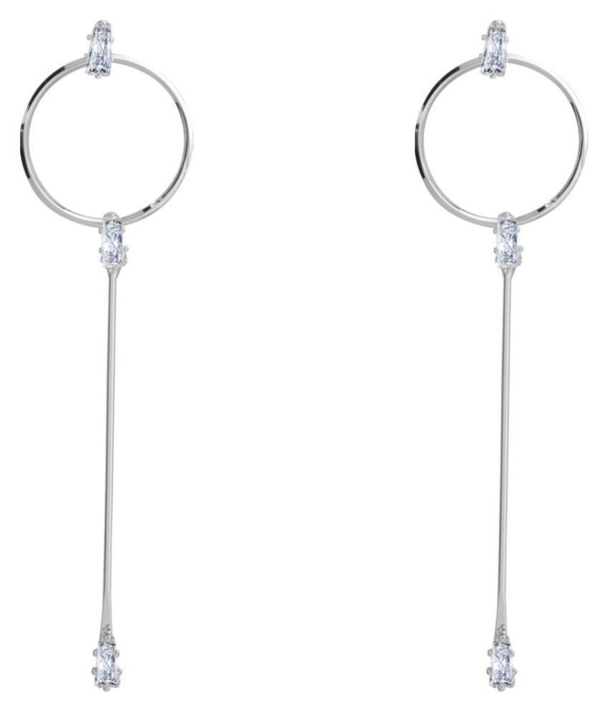     			Silver Shine Alluring Silver With Diamond Hanging Drop Earring For Girls And Women