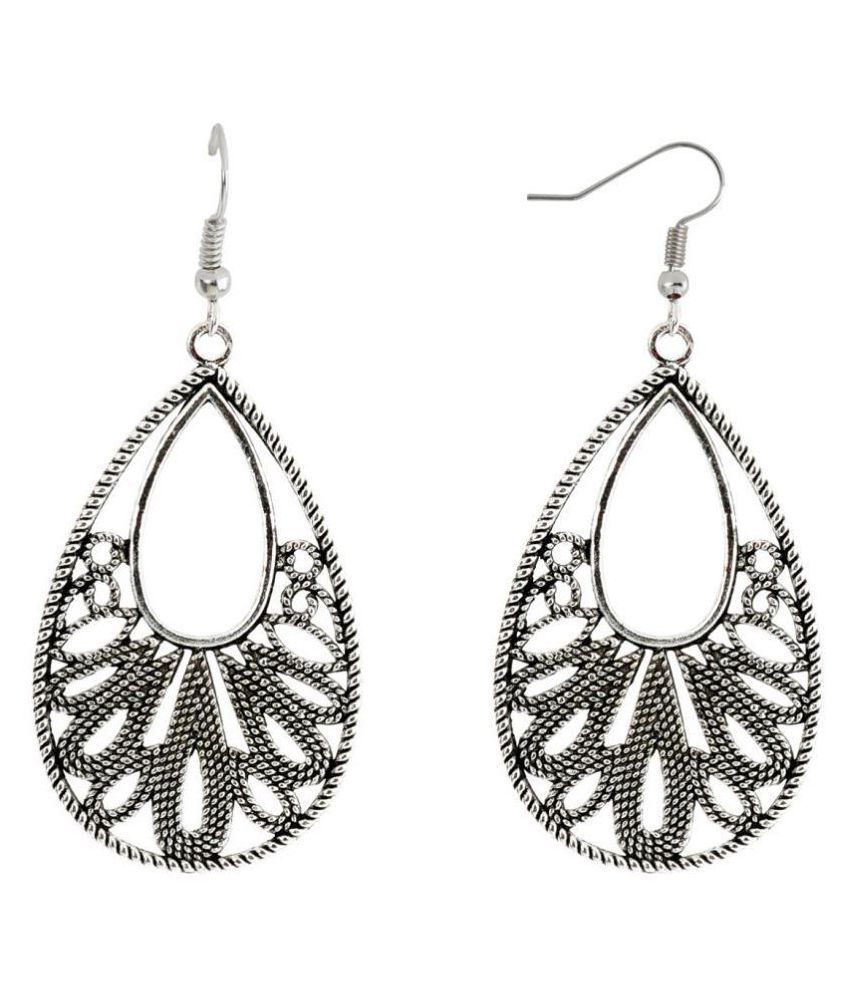     			Silver Shine Classic Silver Bautifully Water Drop Hollow Design Earring For Girls And Women