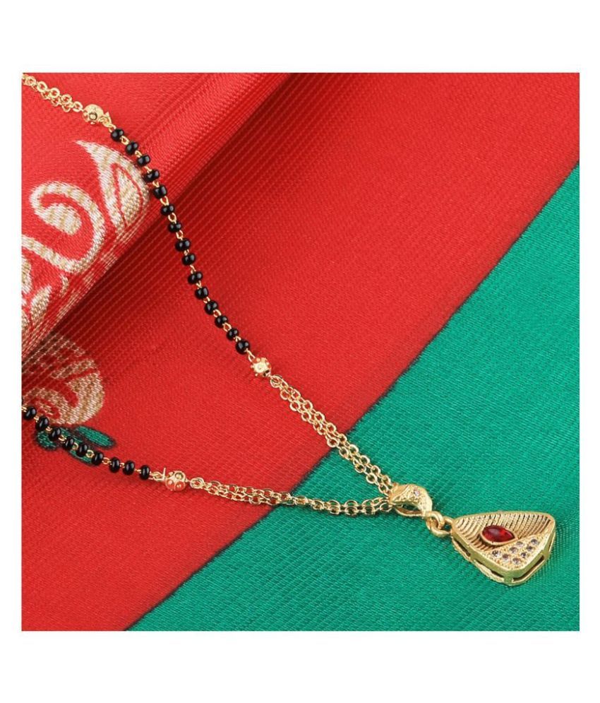     			SILVER SHINE Gold Plated Triangle Shape Pandent Daily Wear Mangalsutra For Women