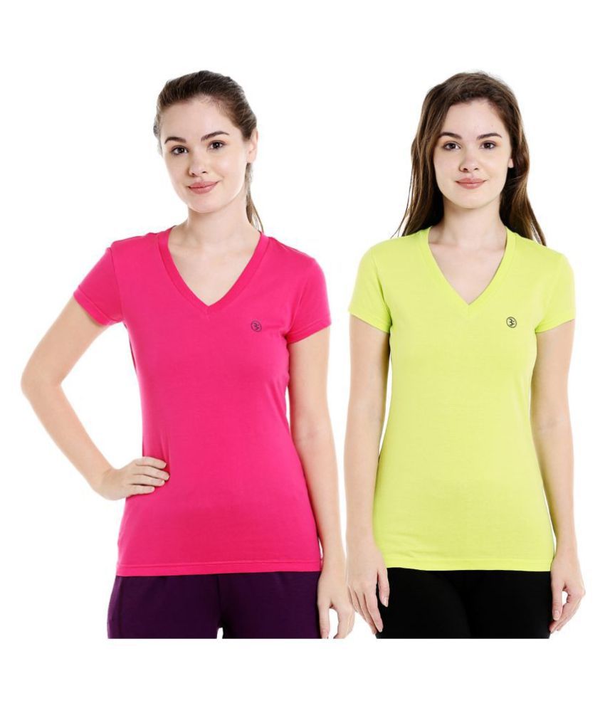     			Bodyactive Pack of 2 Women's Solid Color Tshirts