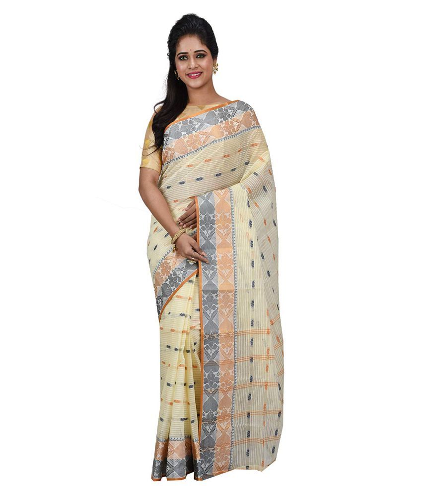     			Desh Bidesh Blue,Orange Bengal cotton Saree