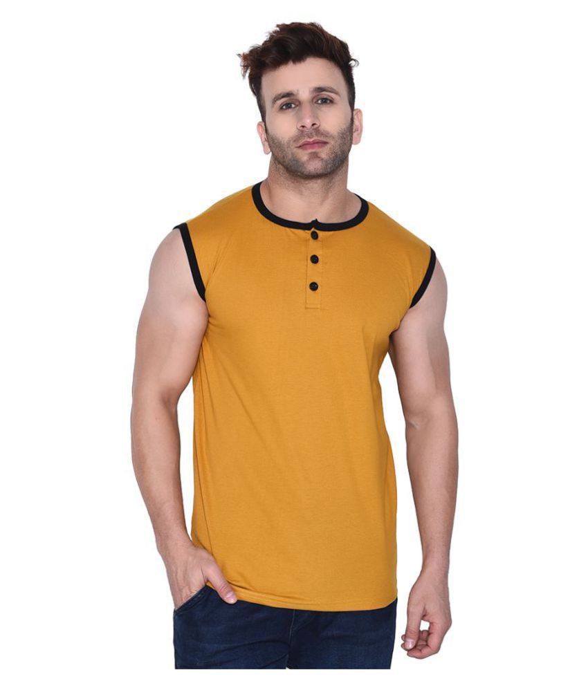     			Tfurnish Cotton Blend Gold Solids T-Shirt