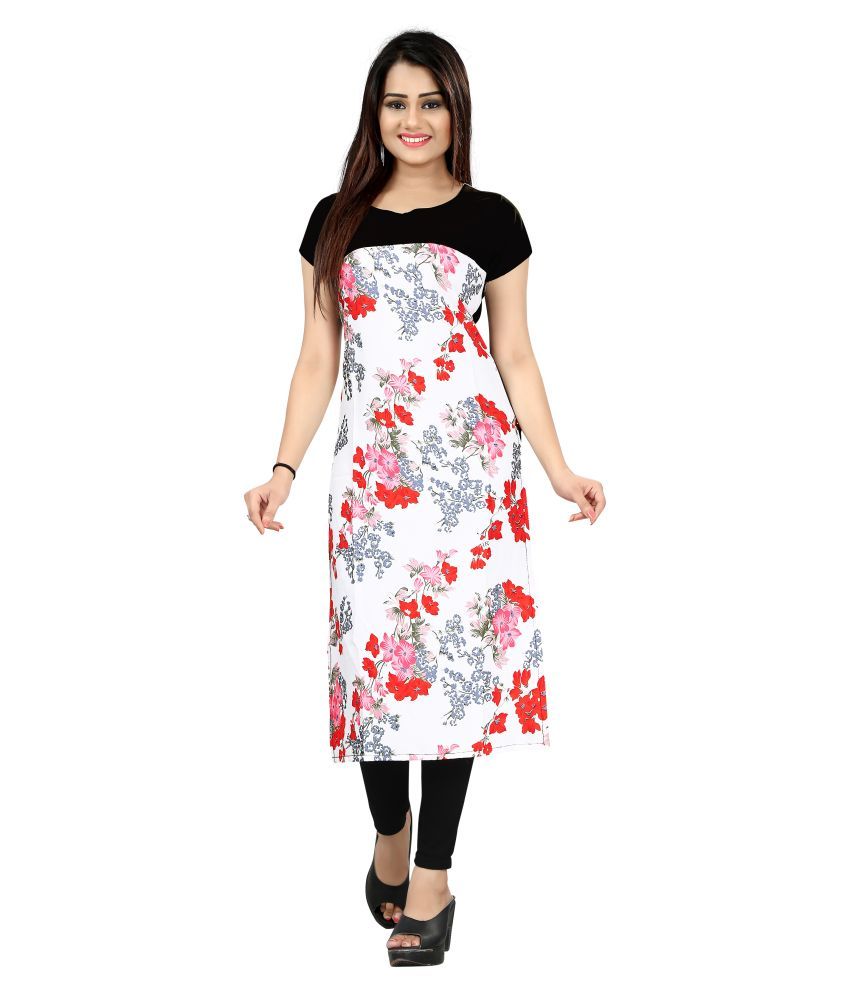     			DSK STUDIO White Crepe Straight Kurti