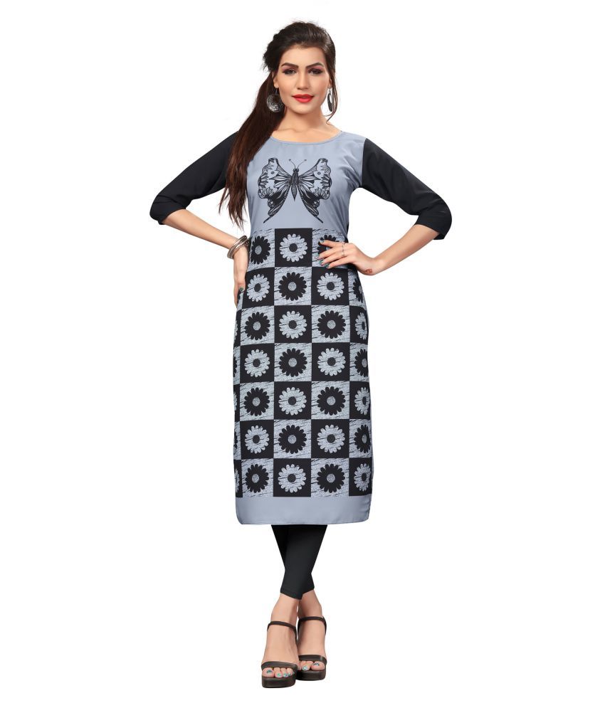     			DSK STUDIO Grey Crepe Straight Kurti