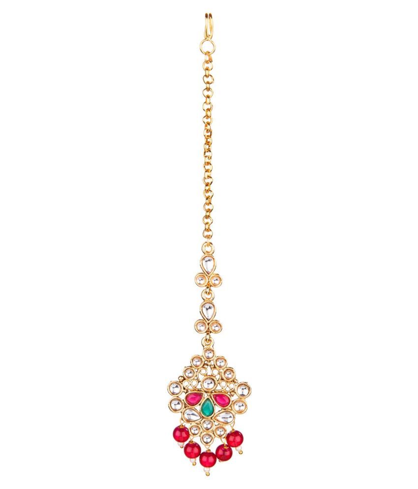 Archi Collection Fashion Stylish Gold Plated Kundan Pearl Maang