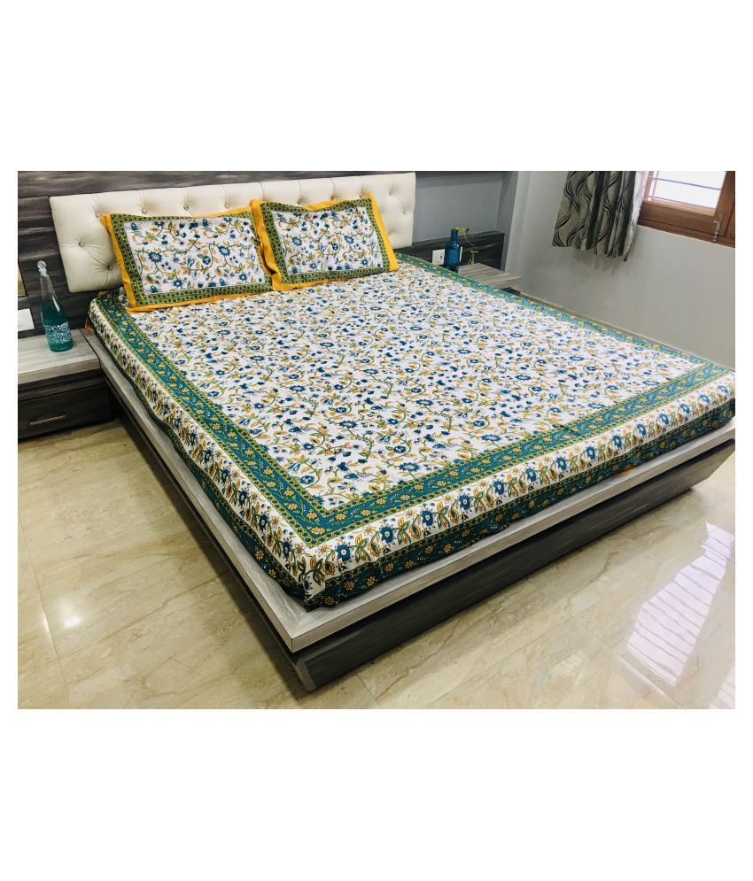 RIYA FABRICS Cotton King Size Bed Sheet With 2 Pillow Covers ( 270 cm x