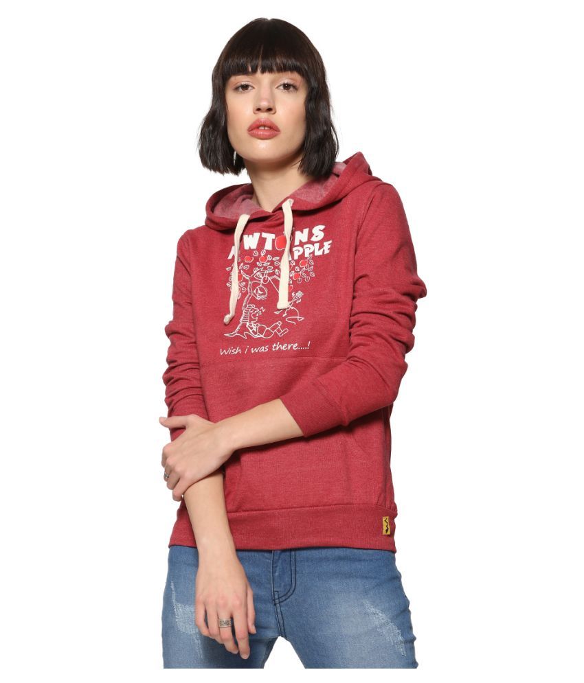     			Campus Sutra Cotton Maroon Hooded Sweatshirt