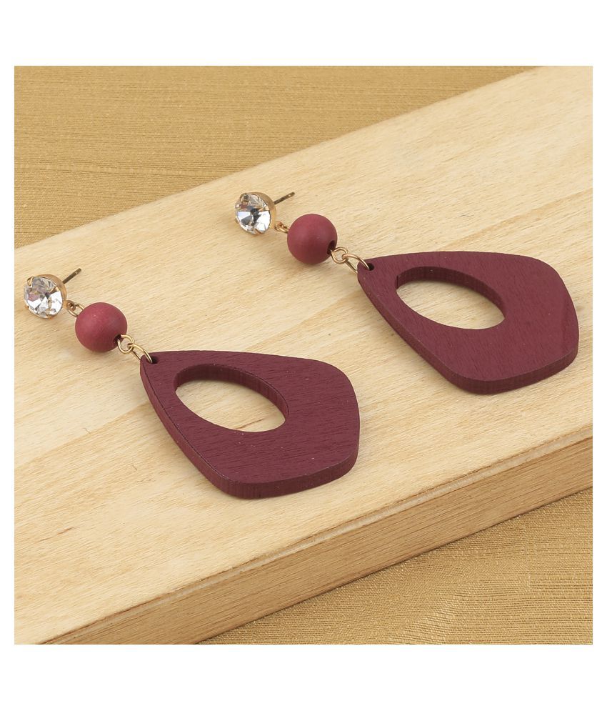     			SILVER SHINE  Attractive  Diamond Wooden Light Weight Earrings for Girls and Women.