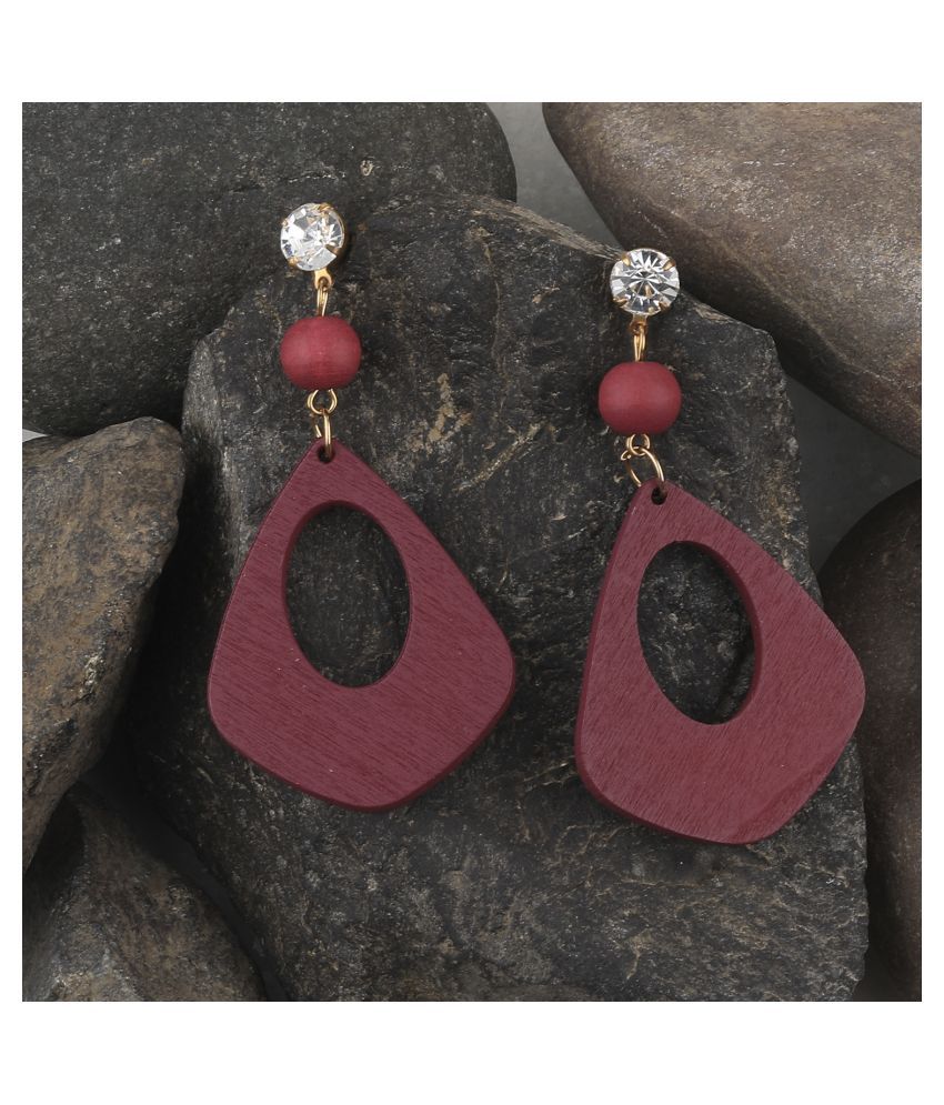     			SILVER SHINE  Attractive  Diamond Wooden Light Weight Earrings for Girls and Women.