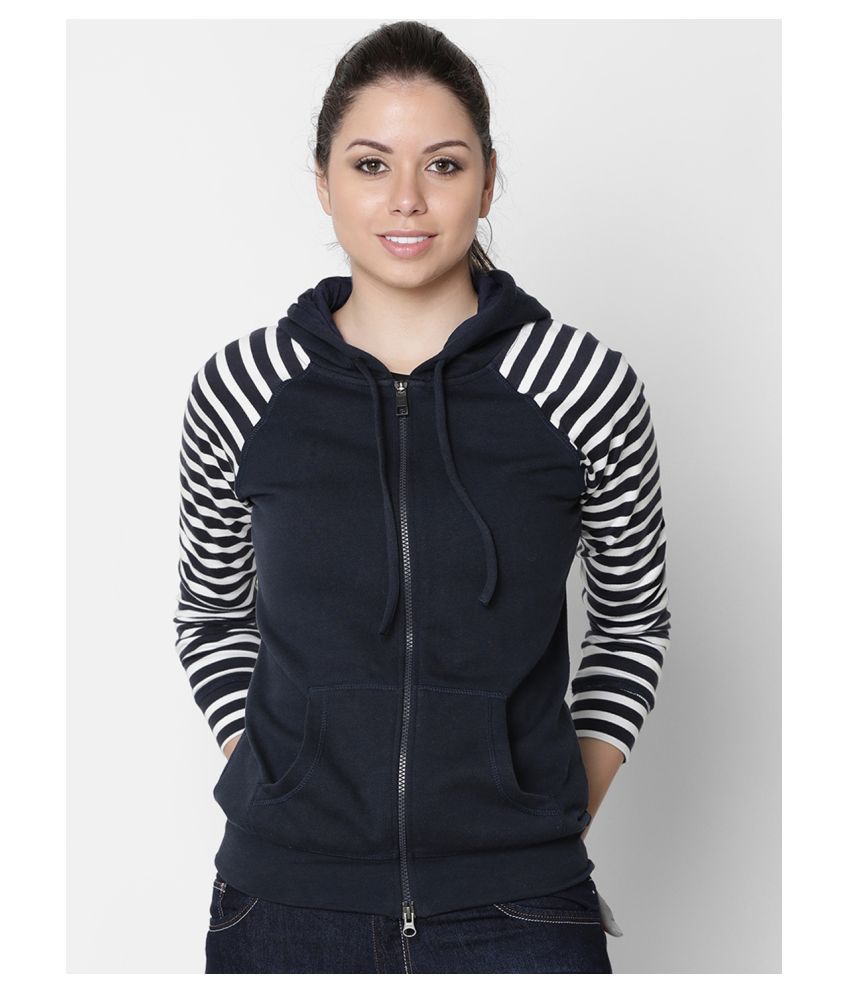     			Rute Cotton - Fleece Navy Hooded Sweatshirt