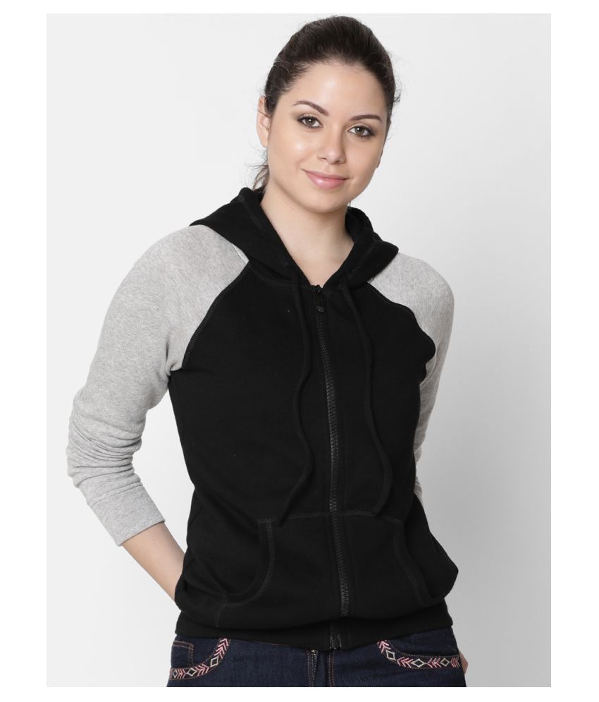     			Rute Cotton - Fleece Black Hooded Sweatshirt