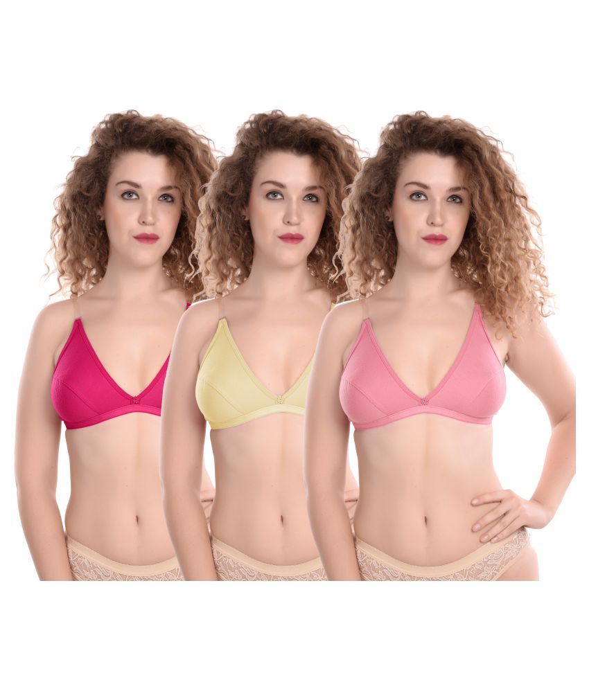     			Madam Pack of 3 Cotton Non Padded Women's T-Shirt Bra ( Multi Color )