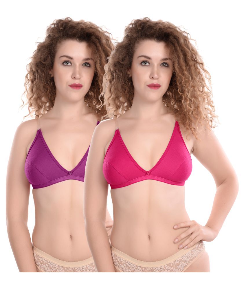     			Madam Pack of 2 Cotton Non Padded Women's T-Shirt Bra ( Multi Color )