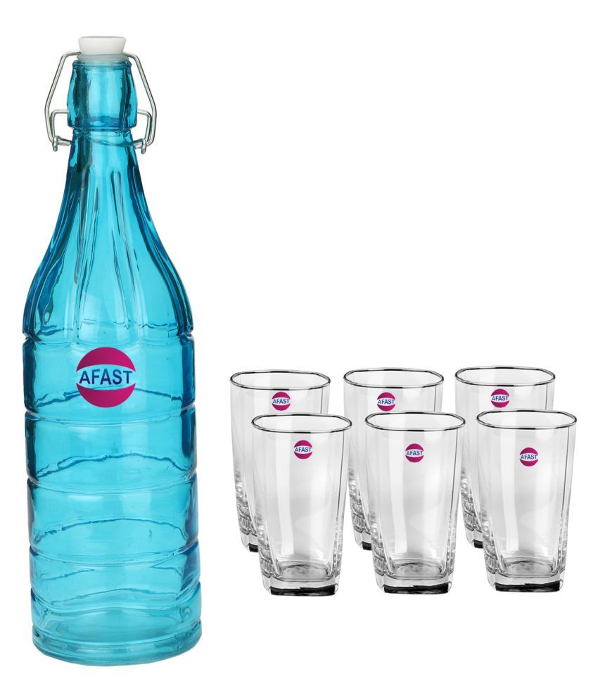     			Somil Glass Bottle Glass Set, Transparent, Pack Of 7, 1000 ml