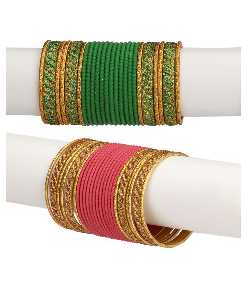     			AFAST Colorful Combo Of 2 Metal Bangle Set, For Party And Daily Use, 24 Bangle Each Color