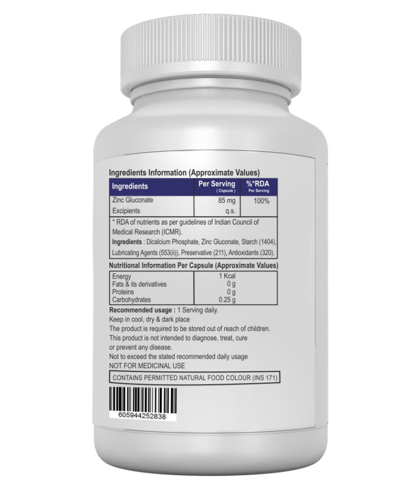 HealthXP Essential Series Zinc Gluconate 85mg 60 no.s Minerals Capsule