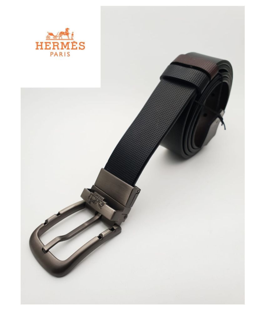 Hermes Paris Black Leather Formal Belt 
