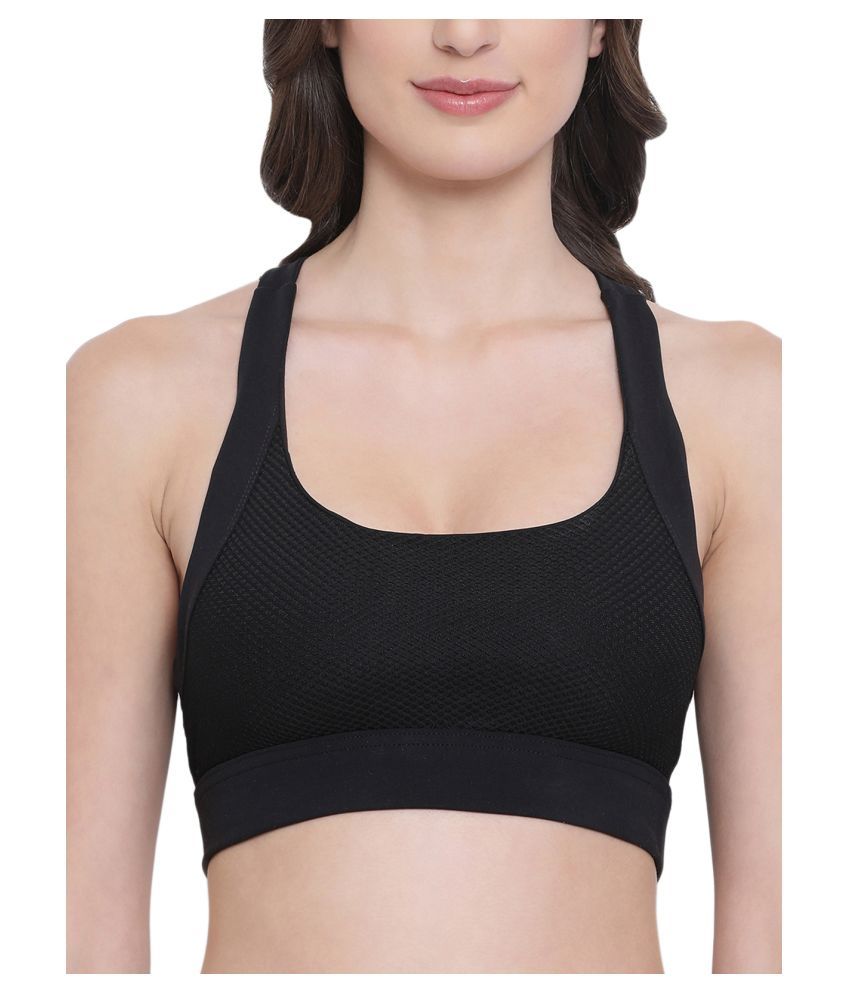     			Clovia Black Poly Spandex Solid Sports Bra