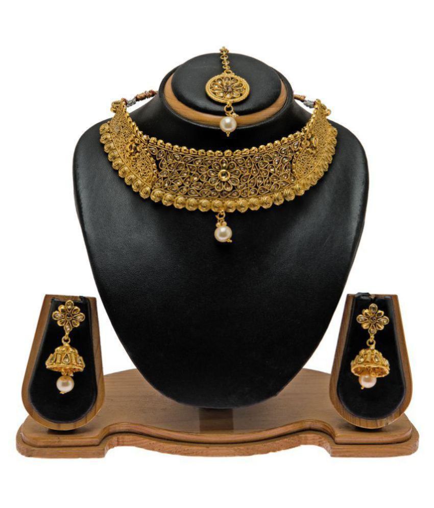     			Piah Alloy Golden Designer Necklaces Set Collar