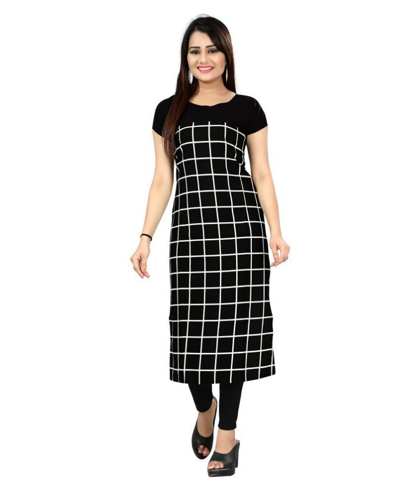     			DSK STUDIO Black Crepe Straight Kurti