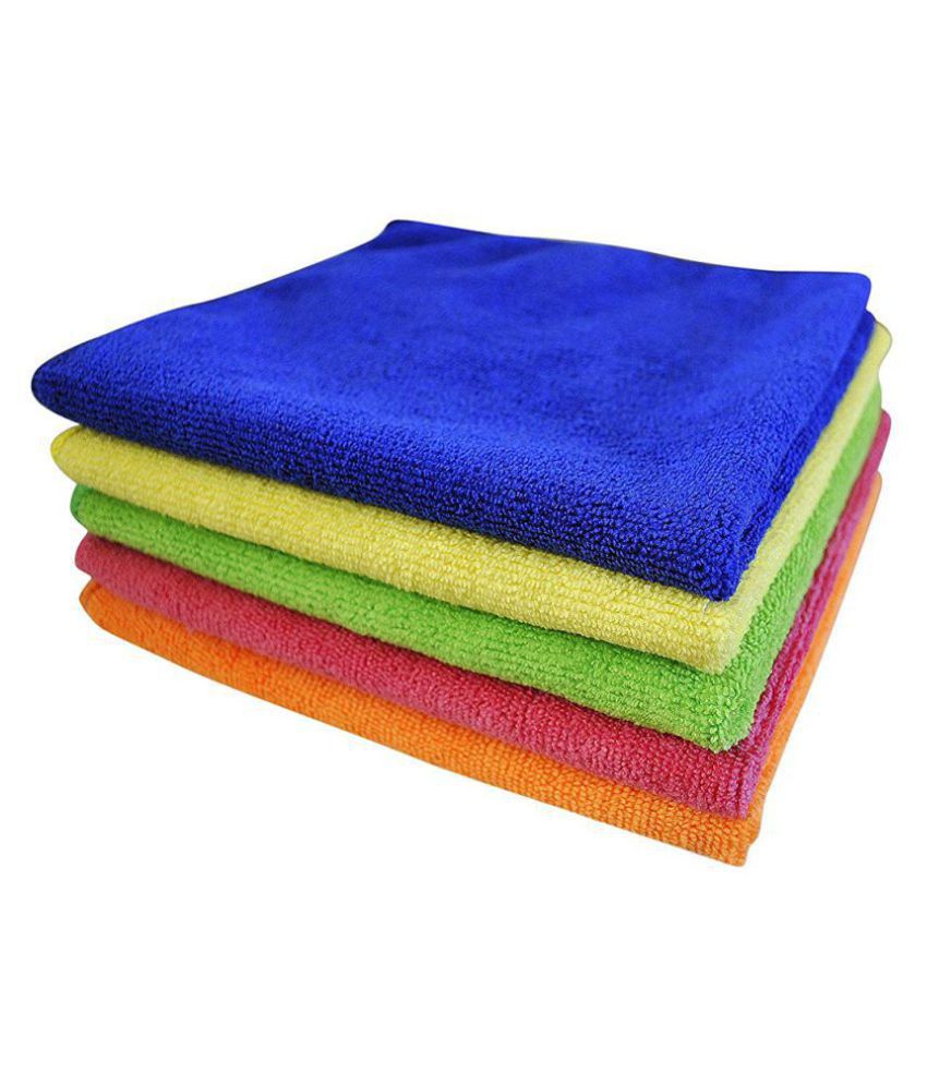 V Craft Microfiber Car Cleaning Cloth for Detailing & Polishing 40 cm x 40 cm, Muticolor- 300 GSM (Pack of 5)