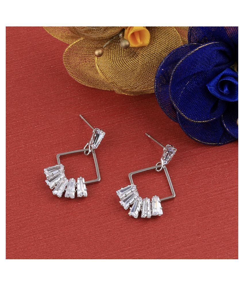     			SILVER SHINE Silver Plated Designer Stylish Stud Earring For Women Girl