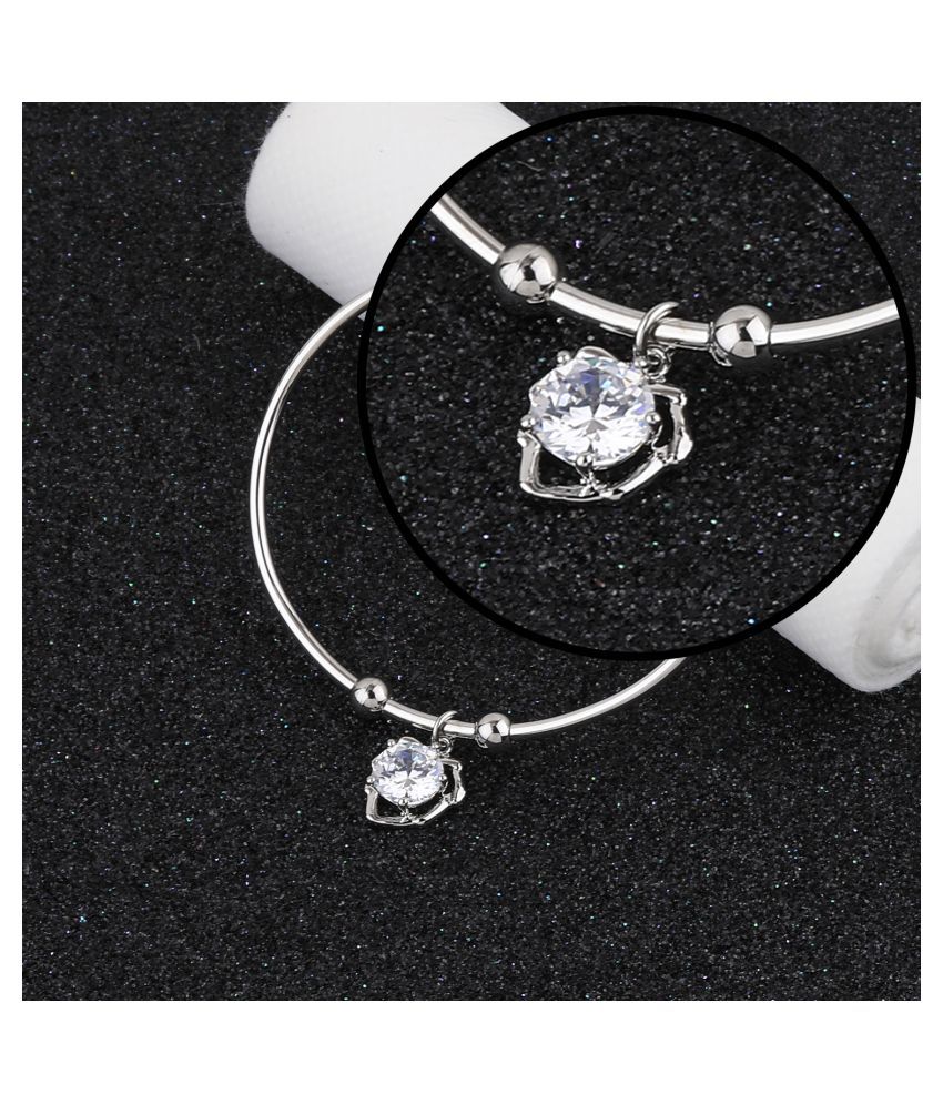     			SILVER SHINE Party Wear Delicate Look Adjustable Bracelet With Diamond For Women Girls