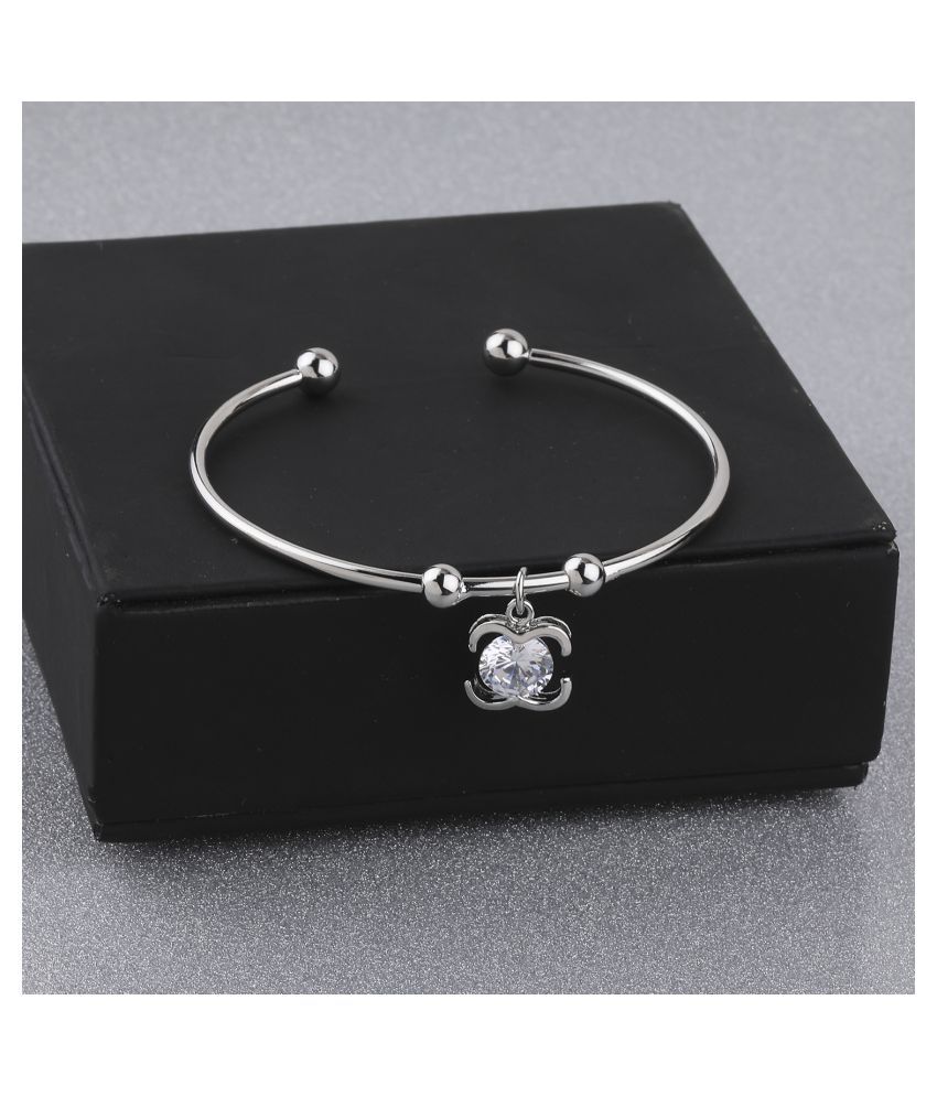    			SILVER SHINE Party Wear Fancy Look Adjustable Bracelet With Diamond For Women Girls