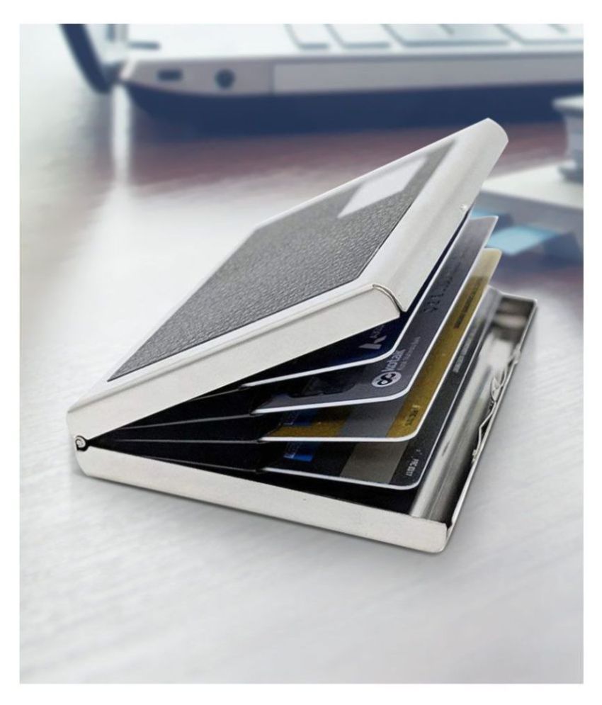     			Shuangyou Silver Card Holder/Passport Holder/Document Holder Button Black Card Holder