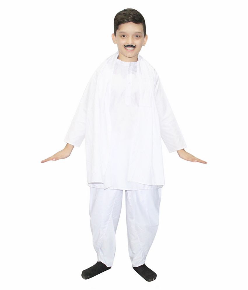     			Kaku Fancy Dresses National Hero Chandra Shekhar Azad Costume/Freedom Fighter Fancy Dress -White, 3-4 Years, for Boys