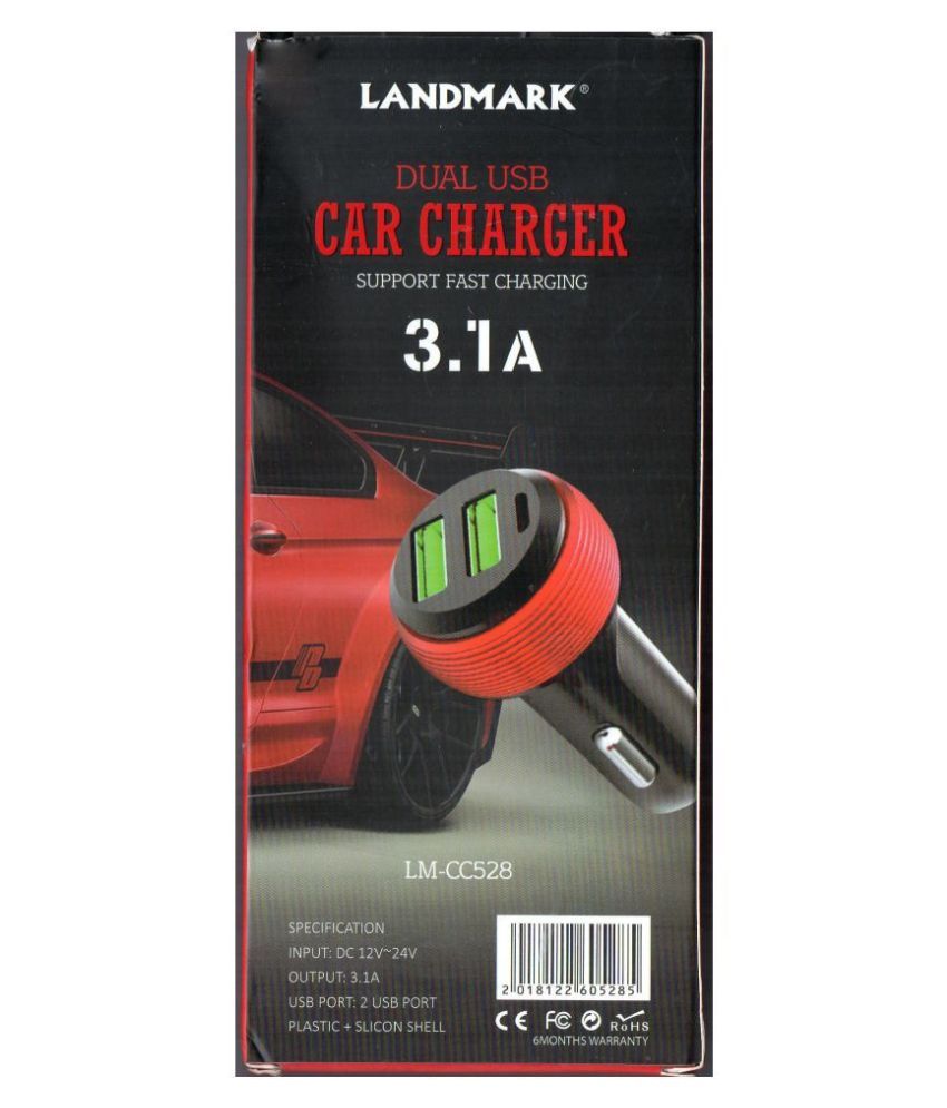 Landmark Car Mobile Charger 3.1 AMP LMCC528 Black Buy Landmark Car