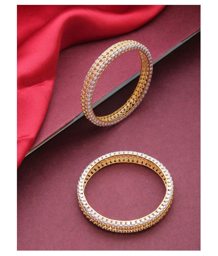     			Priyaasi Stylish American Diamond Gold Plated Bangles for Women and Girls