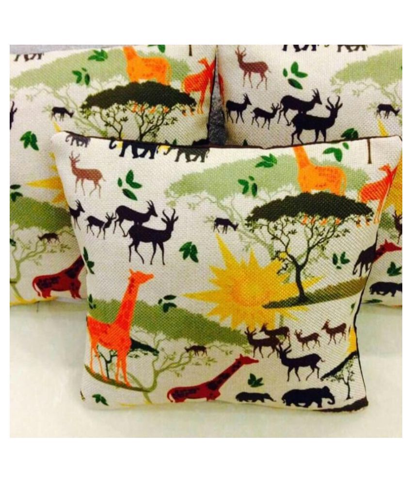 HK Collection Set of 5 Jute Cushion Covers 40X40 cm (16X16) Buy Online